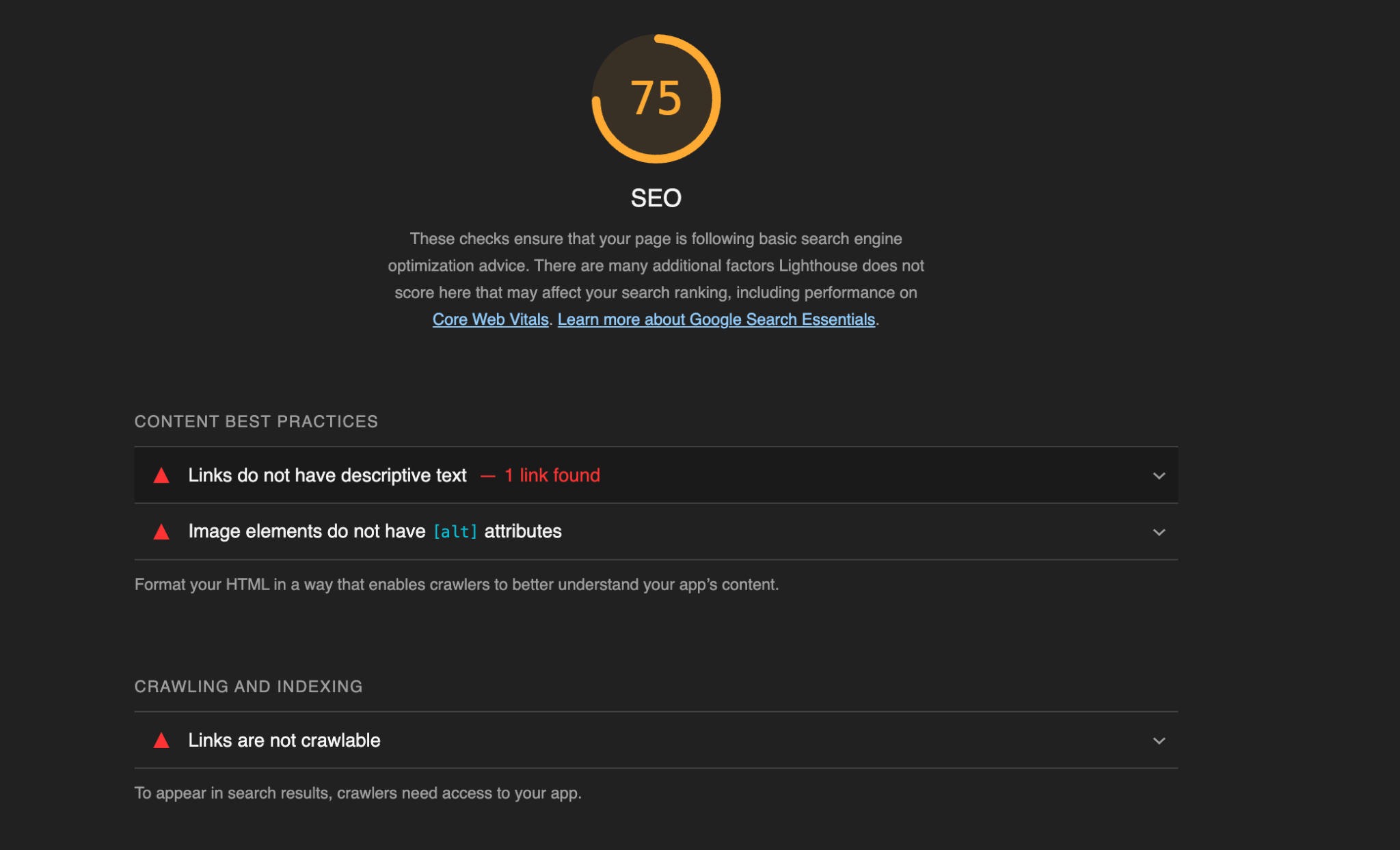 Lighthouse Scoring Color Codes